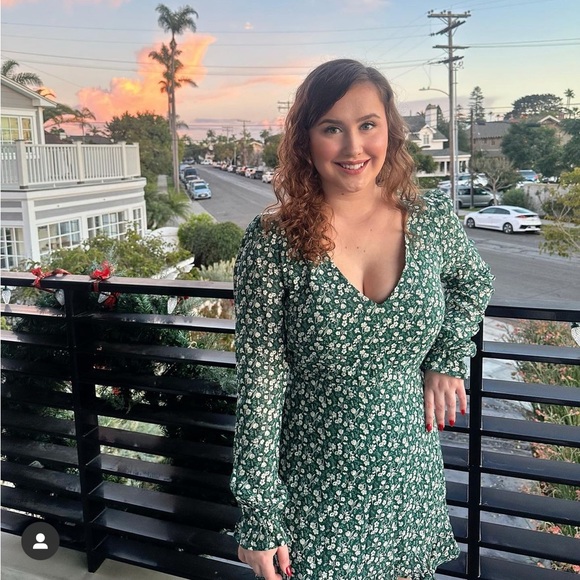 Reformation Elenor Open Back Green Mini Dress - Picture 13 of 14